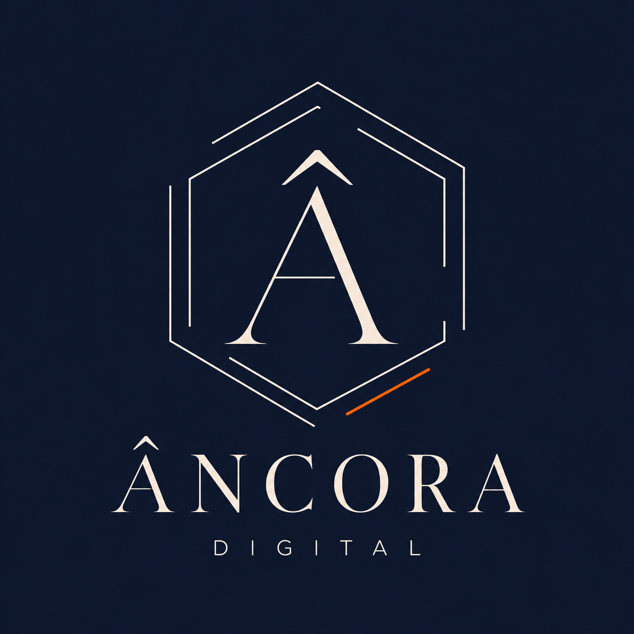 Marca Âncora Digital com monograma  e traços hexagonais